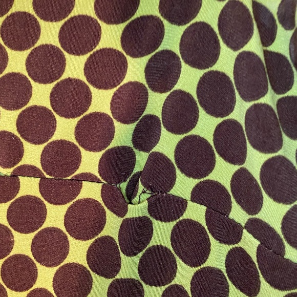 00s Y2K Green Dress with Brown Polka Dots - Picture 5 of 8